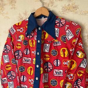 Vtg 70s Counter Culture Shirt | Woodstock Peace & Women's Rights | Size Medium